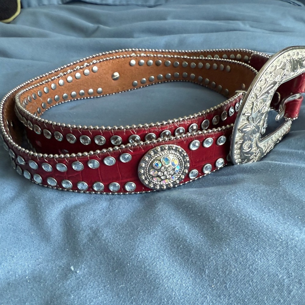 Blazin Roxx Red and Silver Studded Belt